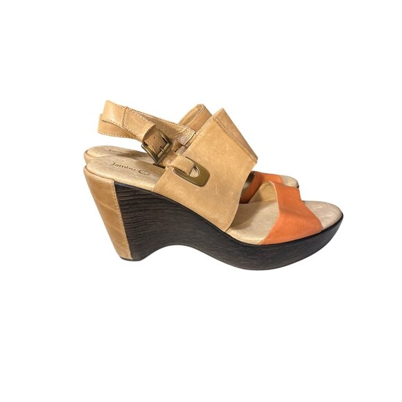 Jambu Womens Tan & Orange Wedge Sandals With Ankle Strap 10 - Picture 4 of 8